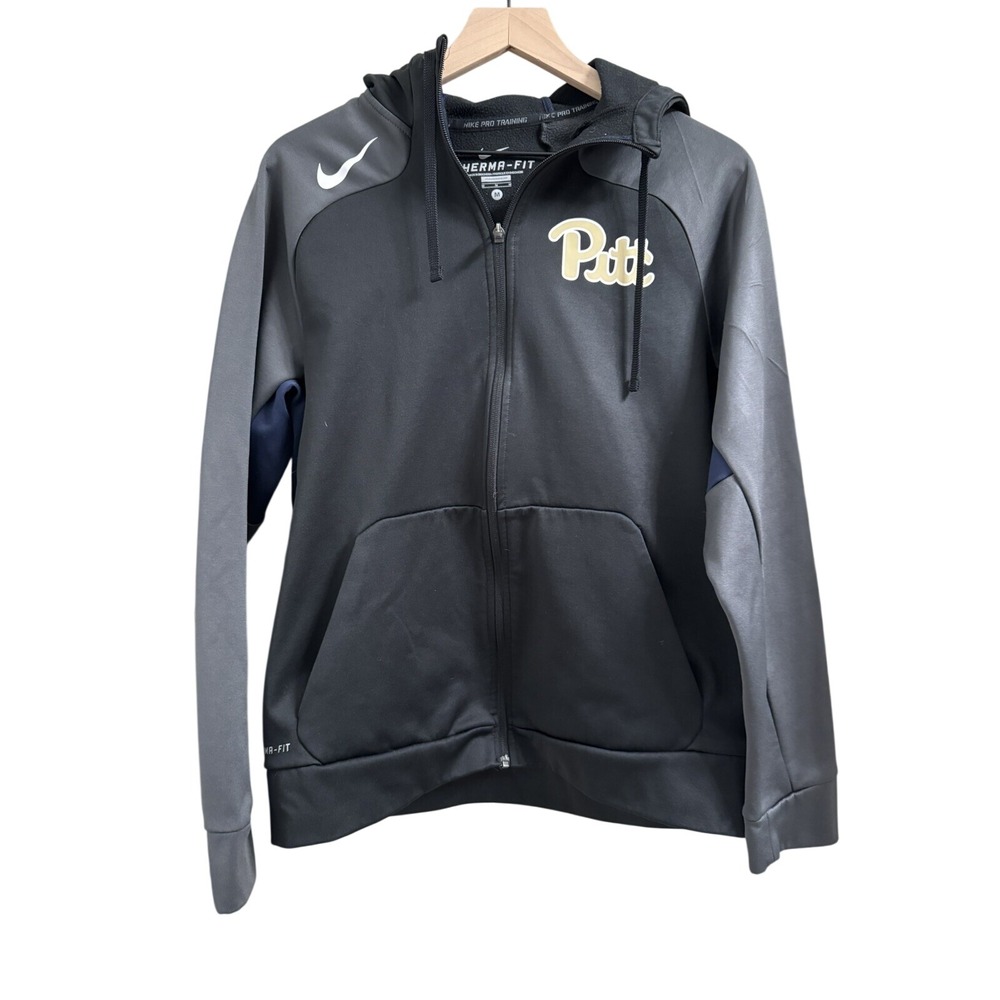 Nike Pitt Panthers Hoodie Women M Black Grey Therma-FIT Full Zip Training Jacket